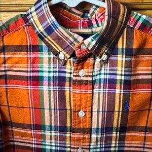 Ralph Lauren 6 Boys orange Plaid Shirt short sleeve